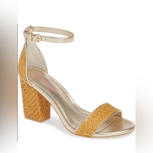 Lilly Pulitzer Amber Lynn Straw Heels; Size 7.5 - Picture 2 of 11
